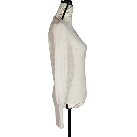 Shein Ladies Size Medium Tan Soft Ribbed Long Sleeve Knit Top - Picture 2 of 6